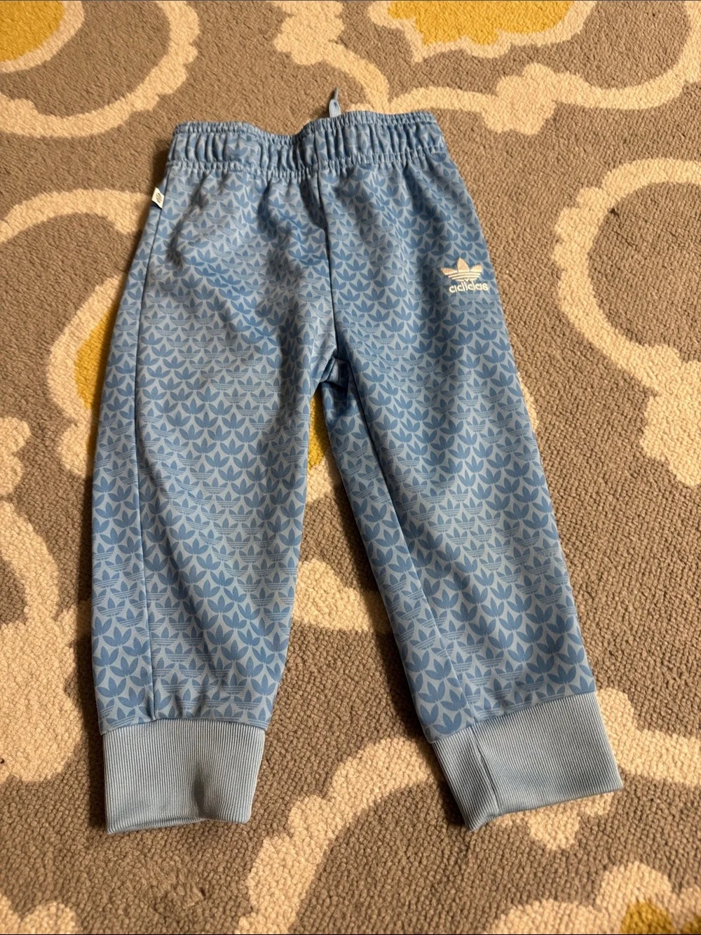 adidas Light Blue Kids Track Set with Rainbow Shoulder Stripes